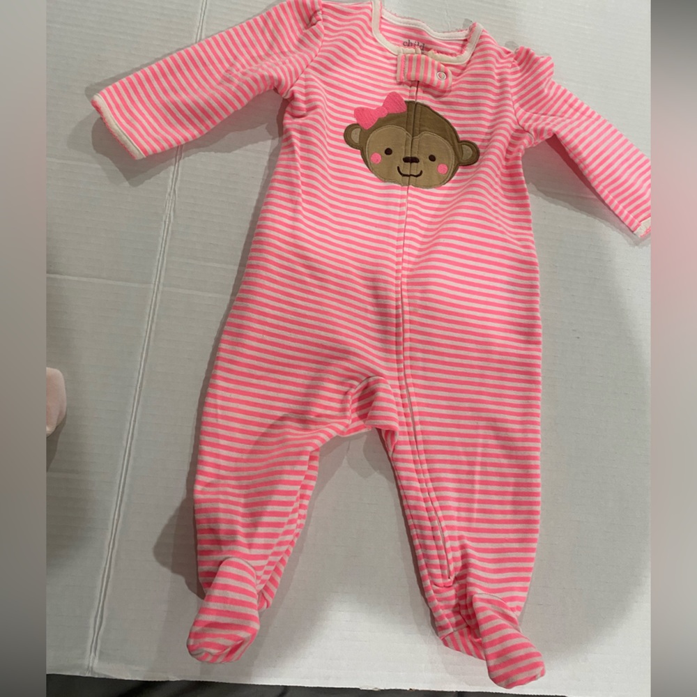 Child of mine Carters baby girl footed monkey sleeper with zipper size 3-6m